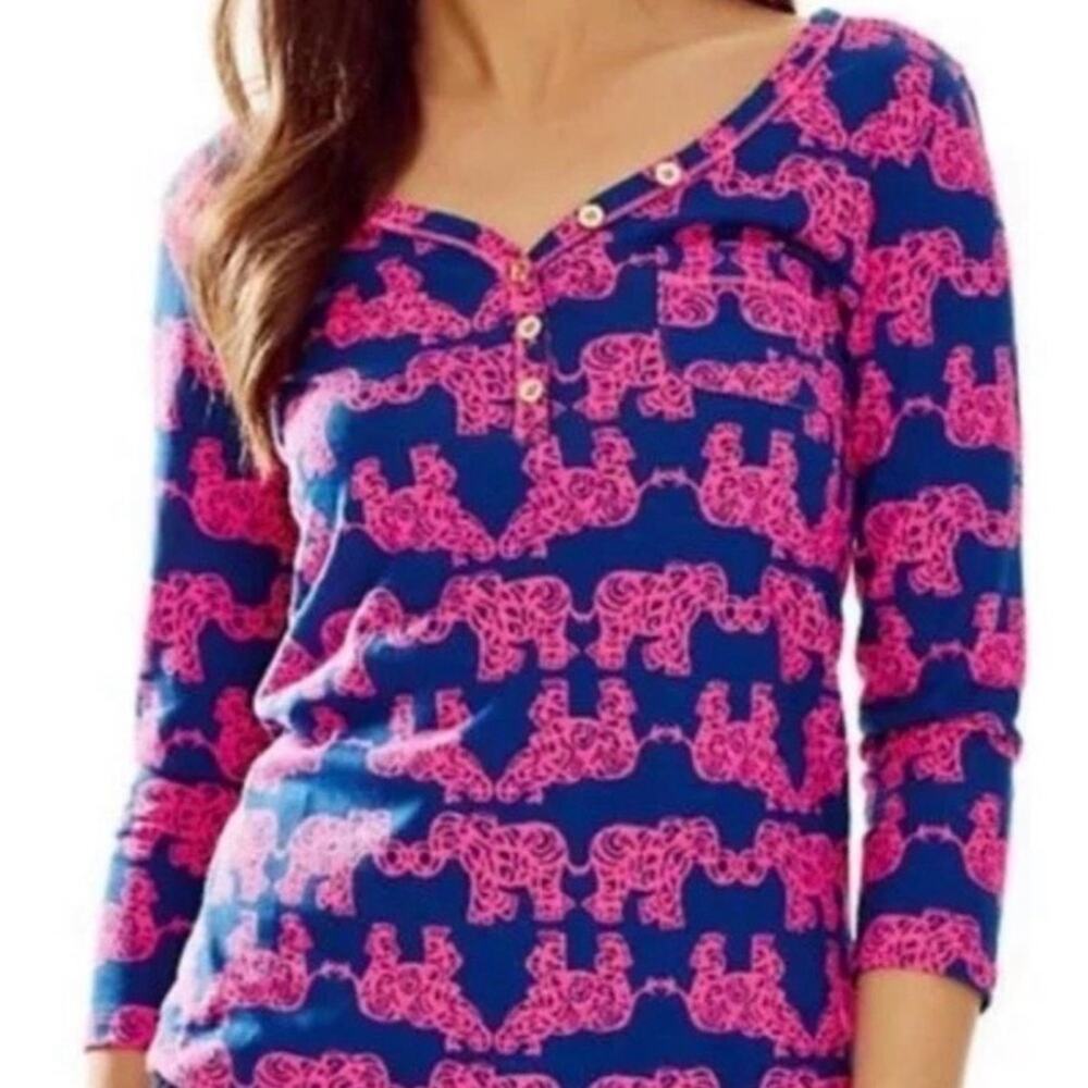 Lilly Pulitzer size small Palmetto 3/4 Sleeve Top in 'Pack Your Trunk'